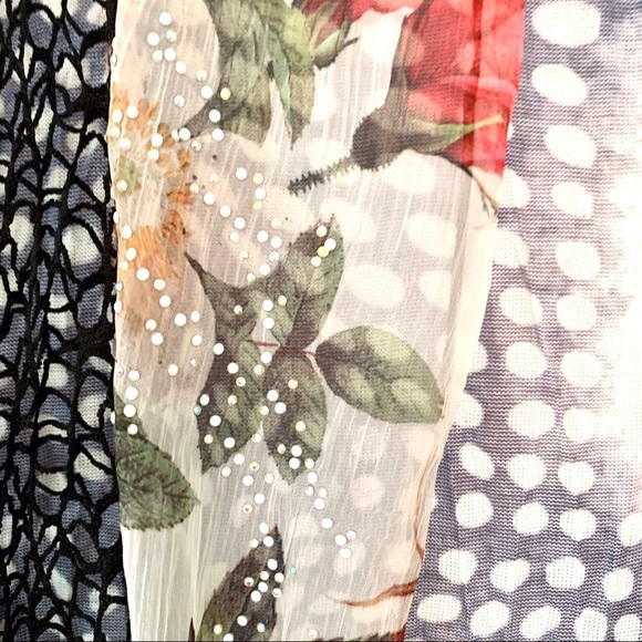 ALBERTO MAKALI Vintage Sheer, Floral, Printed, Beaded, Crochet Duster - Picture 6 of 7